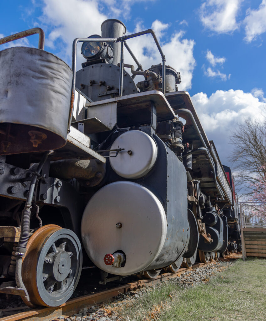 Photo of locomotive looming over photographer
